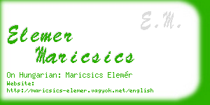 elemer maricsics business card